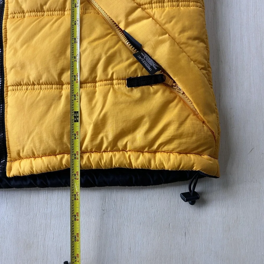 Starter Vest Mens XL Yellow Puffer Insulated USA Flag VFW Zip Pockets Lined